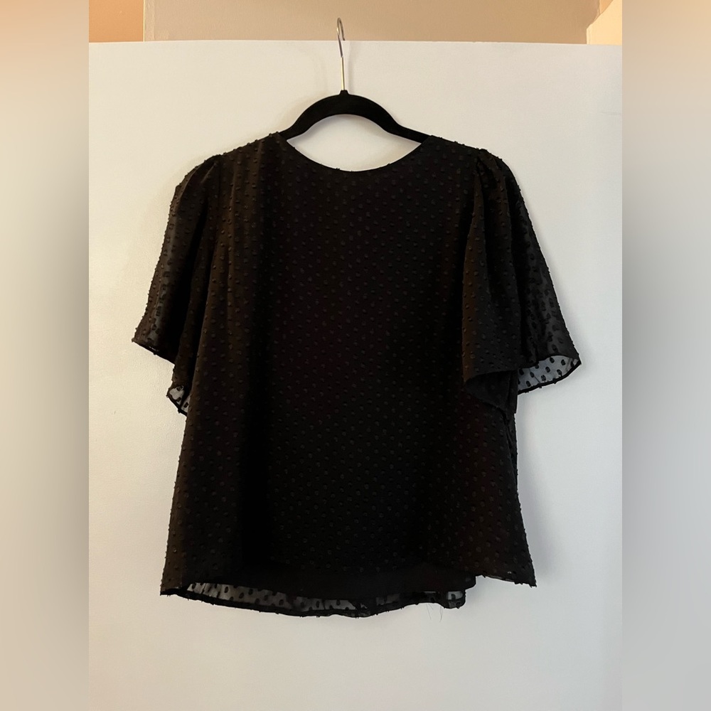 Black polka dot blouse with tie